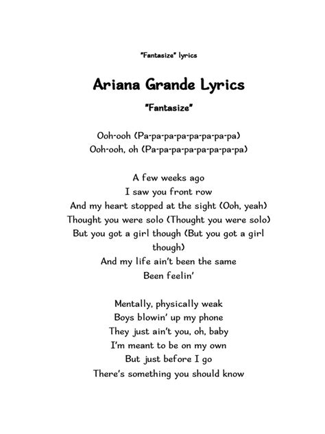 Ariana Grande – fantasize* Lyrics